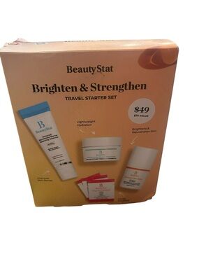BeautyStat Brighten & Strengthen Travel Starter Set - Peach & Blue Accents